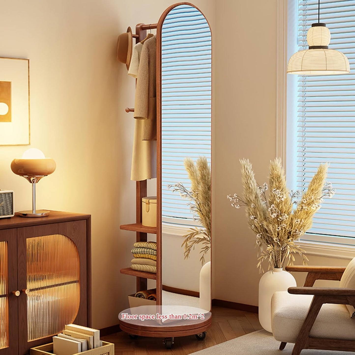 Rotating Dressing Mirror with Clothes Rack