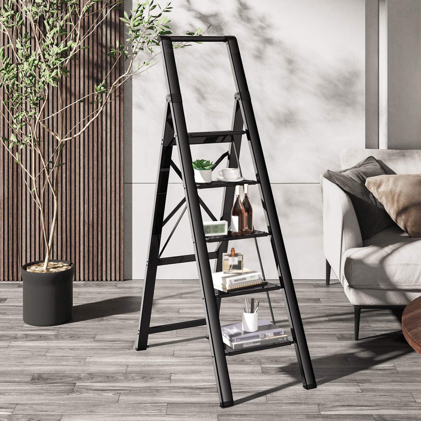 5-Tier Metallic Ladder