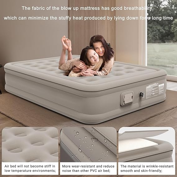 Inflatable Air Mattress with Built-in Pump